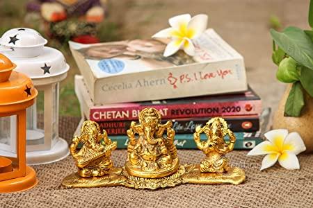 Design Gold Plated Lakshmi Ganesh Saraswati Idol Showpiece