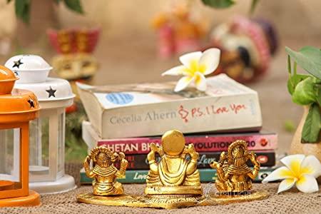 Design Gold Plated Lakshmi Ganesh Saraswati Idol Showpiece