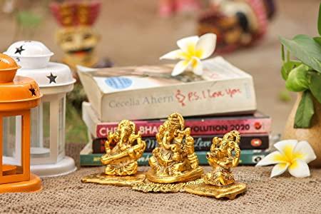 Design Gold Plated Lakshmi Ganesh Saraswati Idol Showpiece
