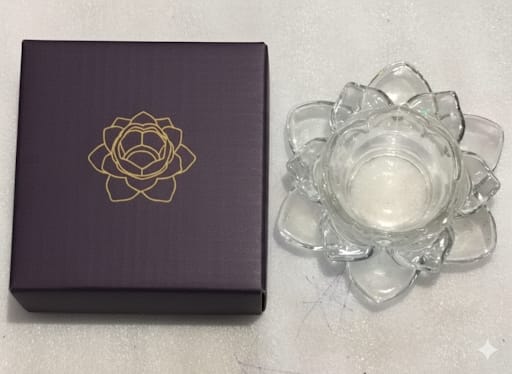 Glass Lotus Flower Tea Light Candle Holder Set