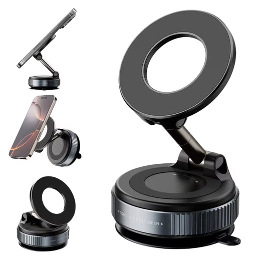 Alloy Folding Strong Magnet Phone Holder Desk Wall Car Suction Windshield Adjustable Rotation Vacuum Adsorption Mount